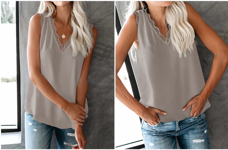 lime flare Women Sexy Summer Lace Trim Satin Cami Tank Tops Dressy Silk Lacy Camisole Shirt (Gray Eyelash Lace,M) - Image 3